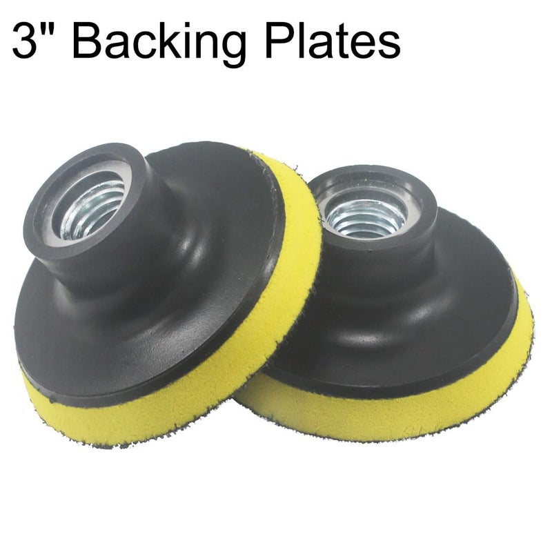 JUNLIXN 3 Inch Backing Plates Buffing Pads Holder 5/8-11 Thread Hook & Loop Backer with 1/4'' Connecting Rod Hex Shank for Polishing Tools, Sander (Pack of 4) - Image 2
